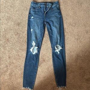 American Eagle Outfitters Distressed Skinny Jeans in Blue